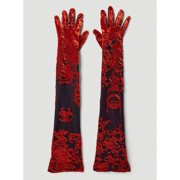 MARINE SERRE Geotic Sunburst Devore Stretch Woven Gloves - Picture 1 of 6